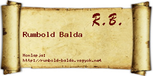 Rumbold Balda névjegykártya